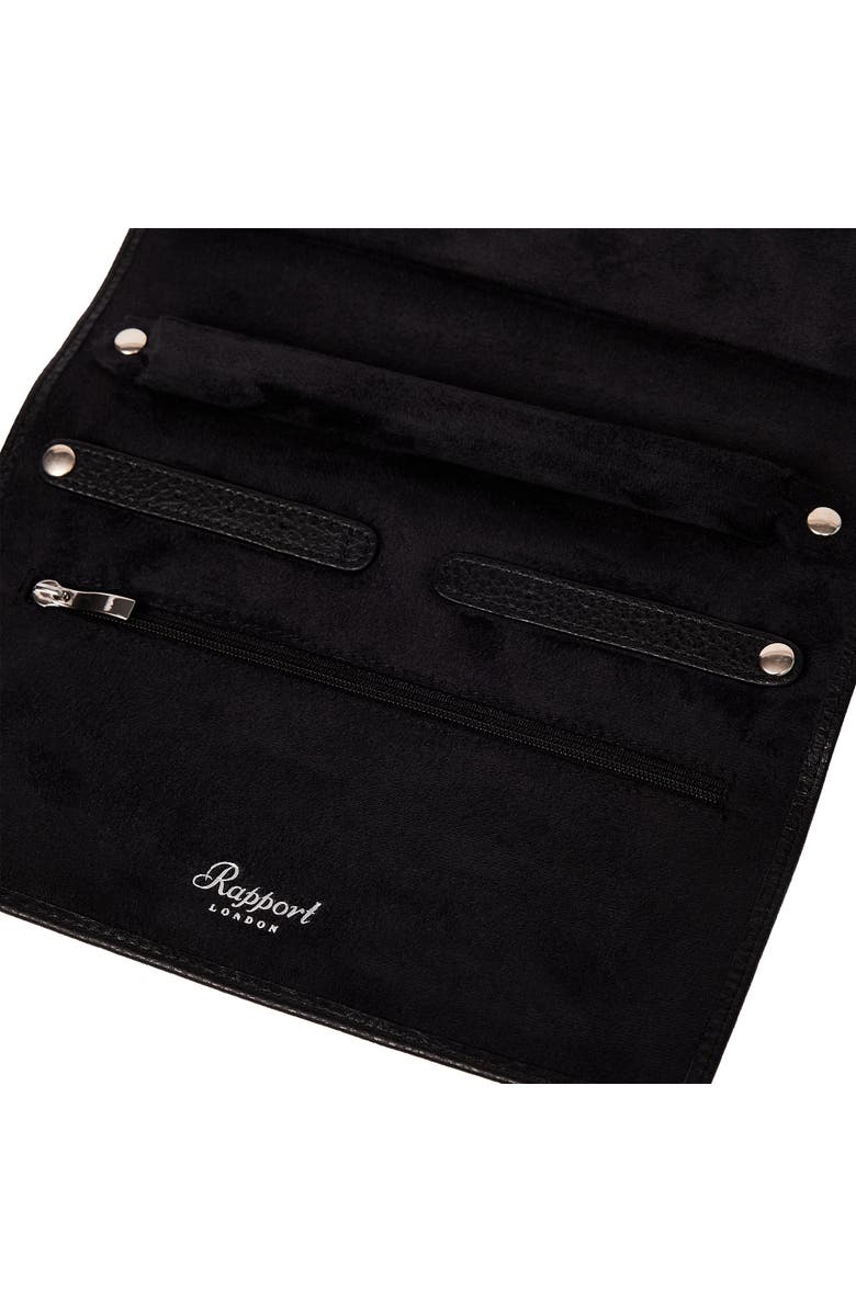 Rapport London TUXEDO LEATHER JEWELLERY ROLL, Alternate, color, Black