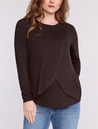 MOTHERHOOD MATERNITY Crewneck Long Sleeve Draped Nursing Tee