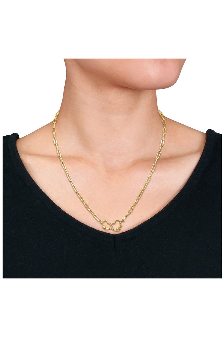 Open Heart Paperclip Link Necklace, Alternate, color, GOLD