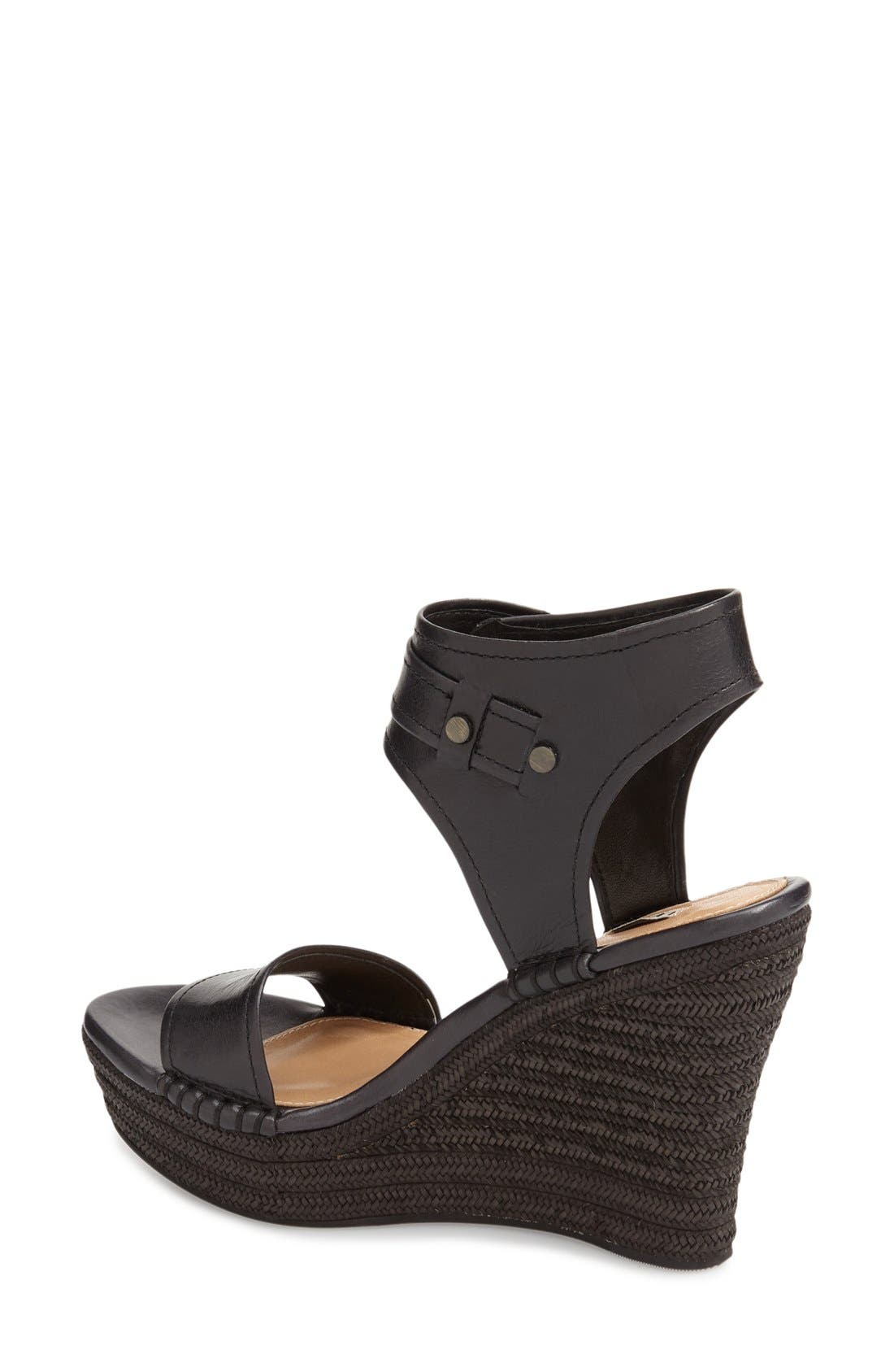'Maryanne' Wedge Sandal, Alternate, color, BLACK LEATHER
