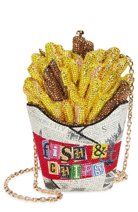 French Fries & Chips Crystal Embellished Clutch