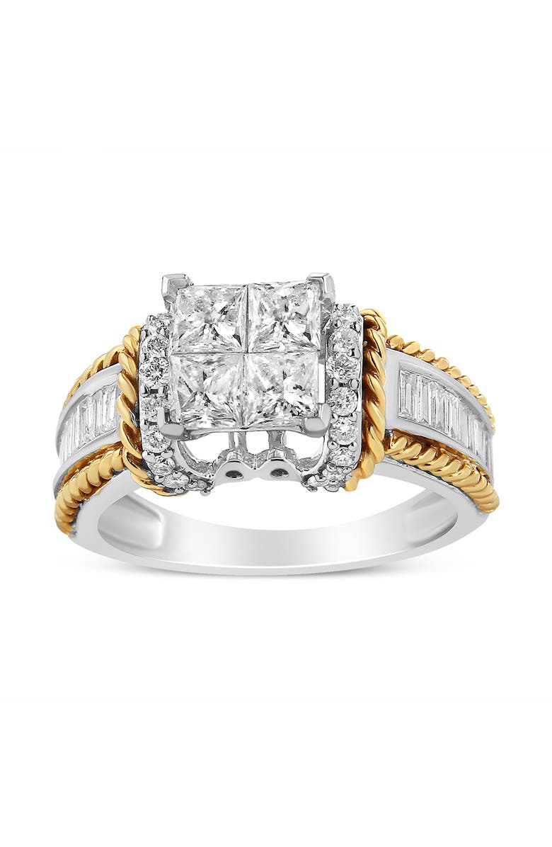 Haus of Brilliance 14K White and Yellow Gold 1 1/2Cttw Diamond Quad Engagement Ring, Alternate, color, Yellow