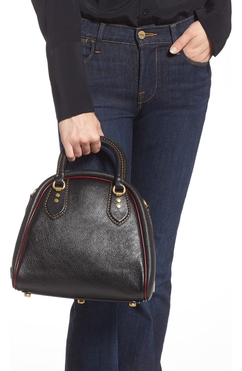 COACH Marleigh Goatskin Leather Dome Satchel, Alternate, color,