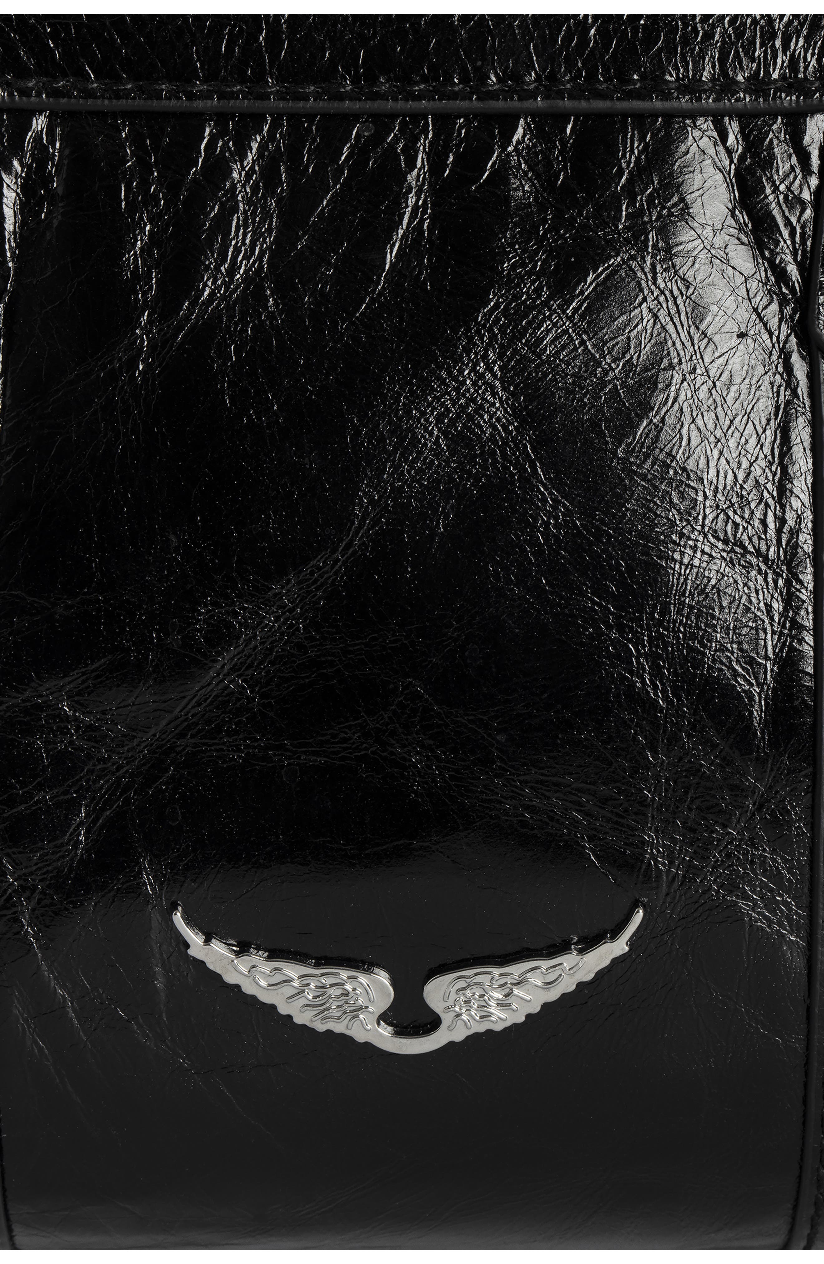 Zadig & Voltaire Sunny Mood Vintage Patent Crossbody Bag, Alternate, color, Noir