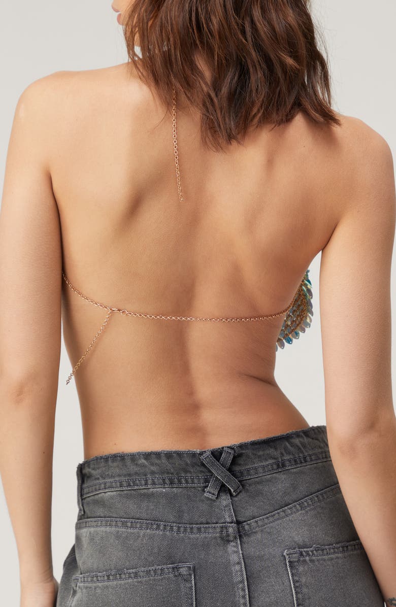 NASTY GAL Paillette Crop Halter Top, Alternate, color, 