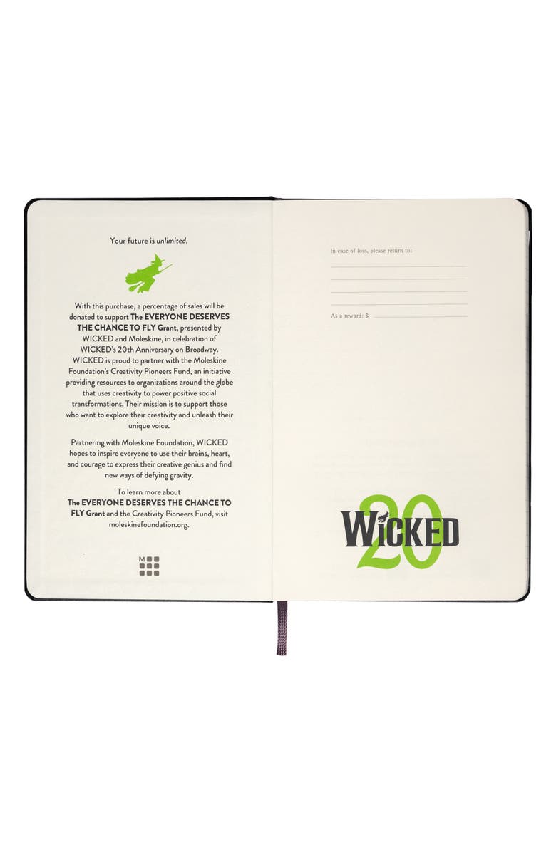 Moleskine Large Ruled Hardcover Wicked Notebook, Alternate, color, Black