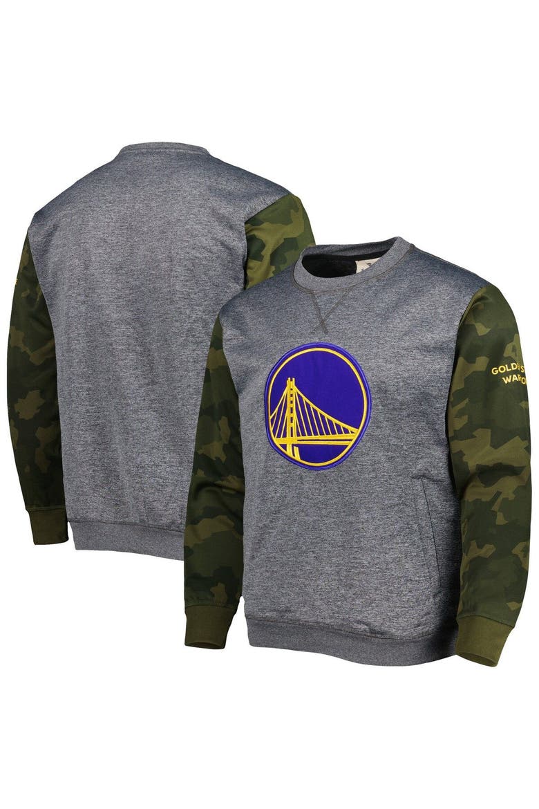 Men's Fanatics Branded Heather Charcoal Golden State Warriors Camo Stitched Sweatshirt, Main, color, Heather Charcoal