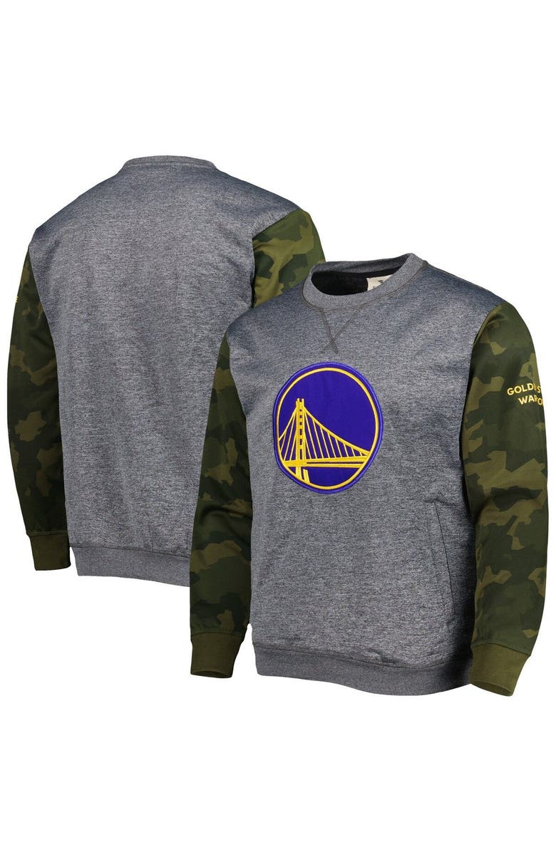 FANATICS Men's Fanatics Branded Heather Charcoal Golden State Warriors Camo Stitched Sweatshirt, Main, color,