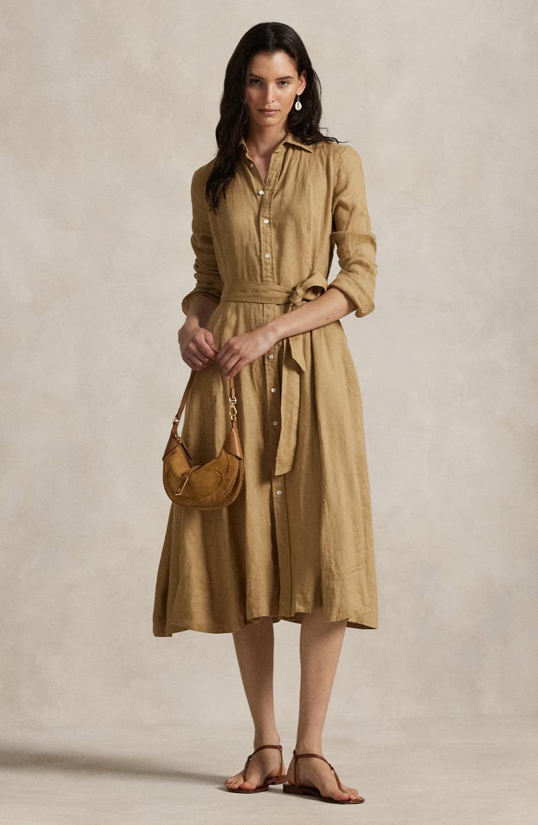 Polo Ralph Lauren Long Sleeve Linen Shirtdress, Alternate, color, 