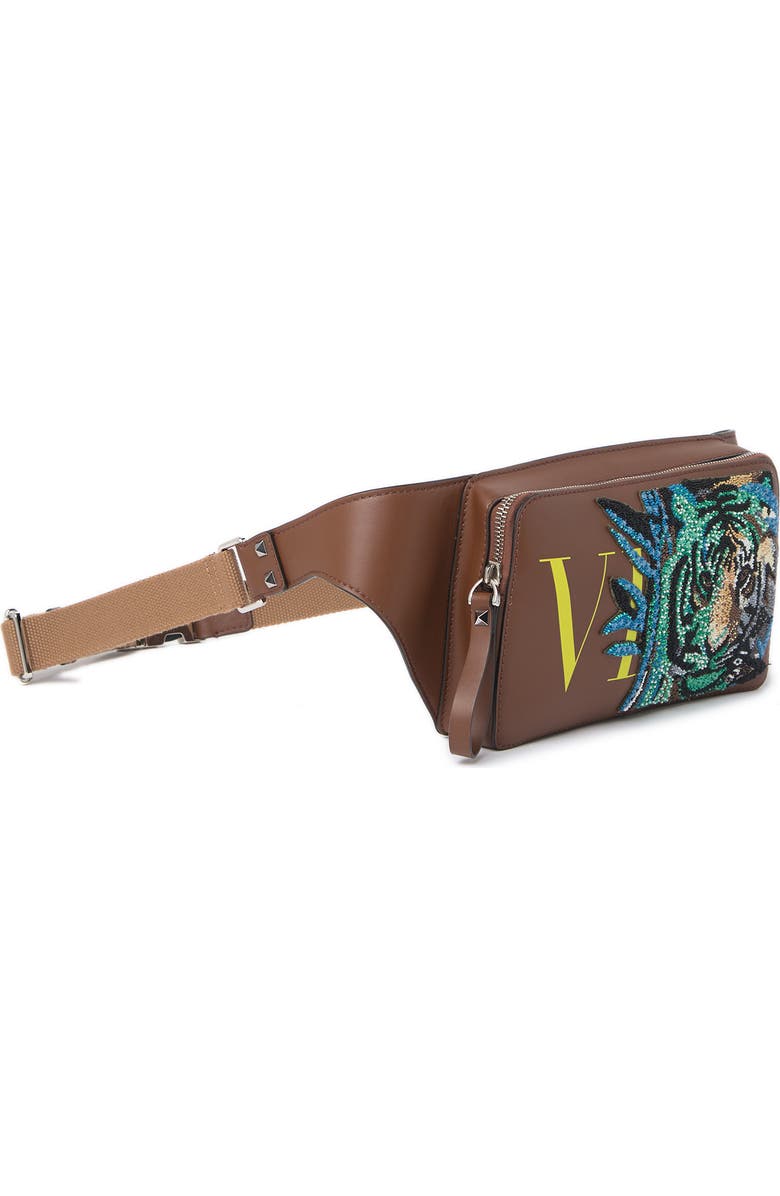 Valentino Beaded Tiger Leather Belt Bag, Alternate, color,