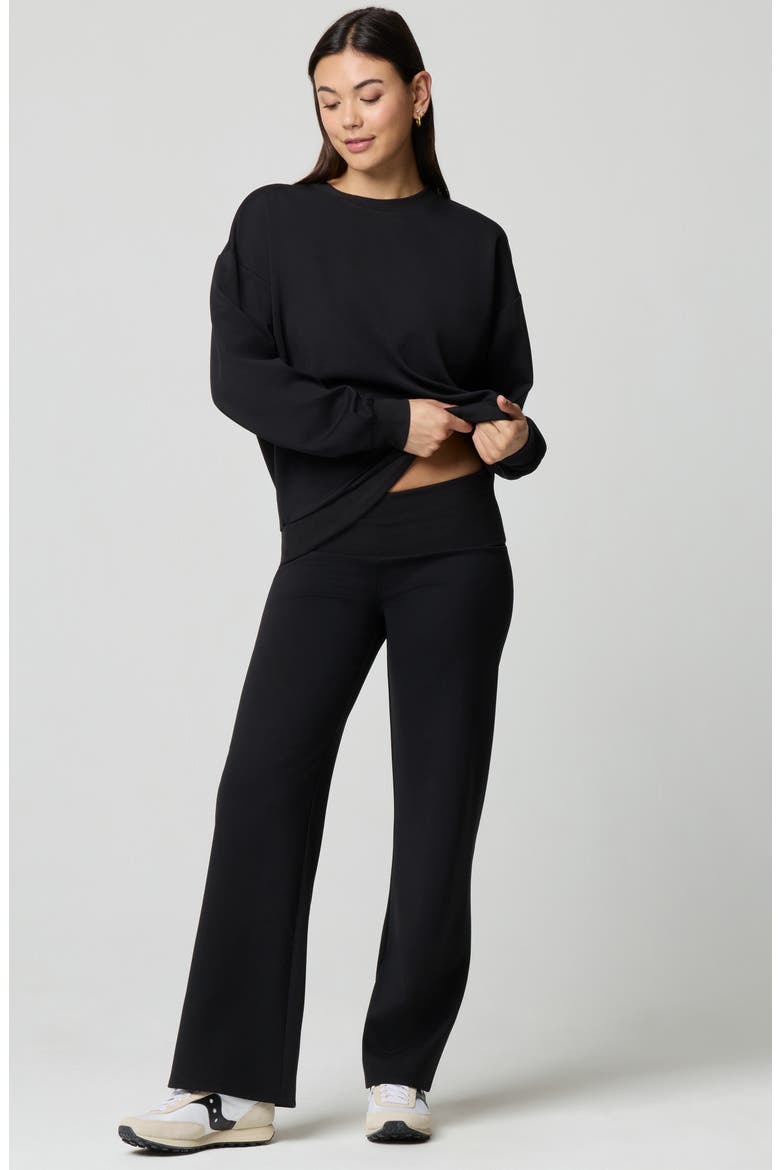 Oversize Sport Sheen Crewneck Sweatshirt, Alternate, color, BLACK