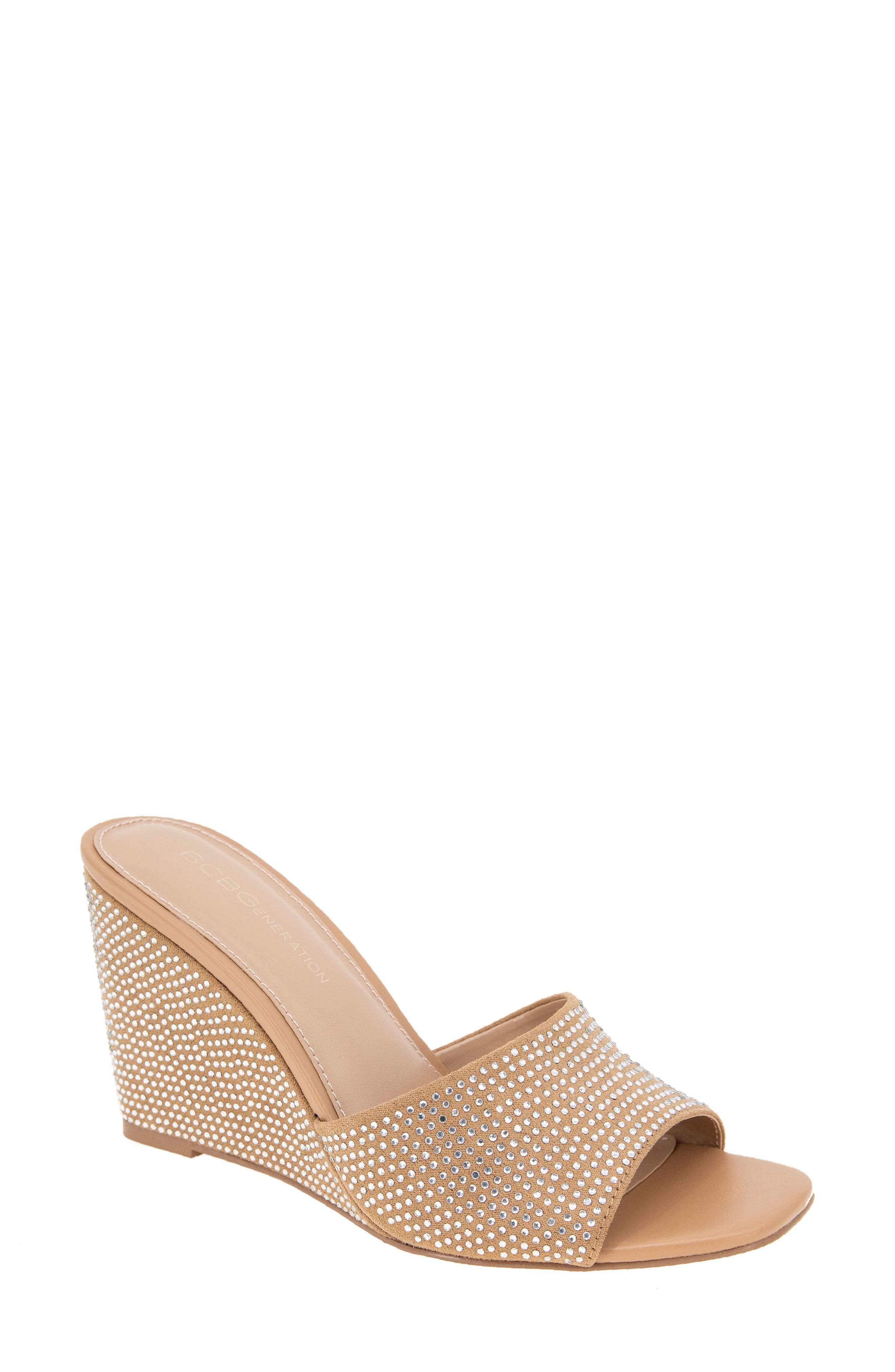 Giani Wedge Slide Sandal, Main, color, TAN-CLEAR
