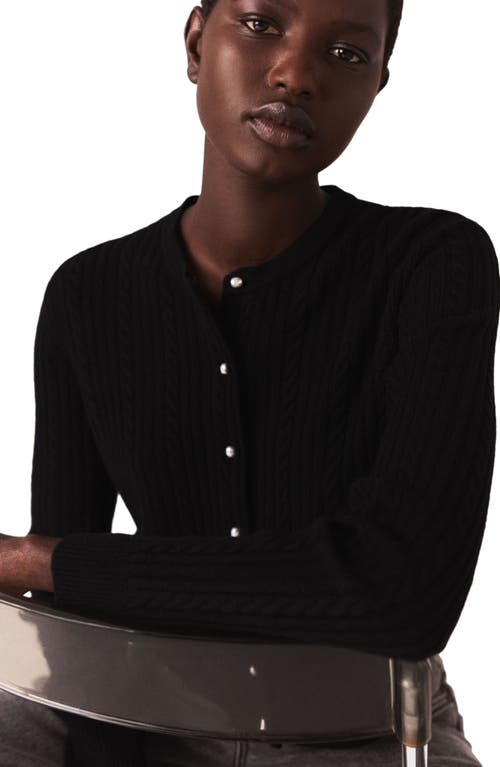 Maje Cardigan With Removable Beaded Collar In Black