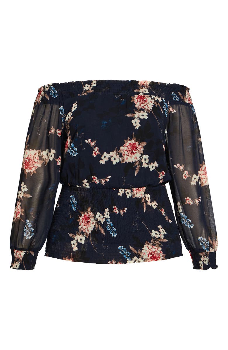 City Chic Elodie Floral Off the Shoulder Blouse, Alternate, color, 