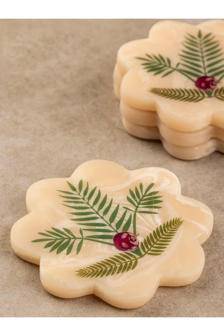 Trellis Marbled Coasters, Alternate, color, Beige