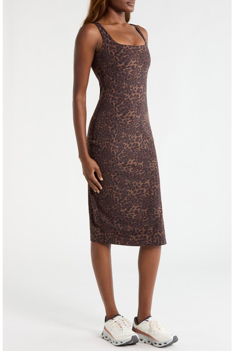 Leopard Print Midi Dress, Alternate, color, CARIBOU LEOPARD