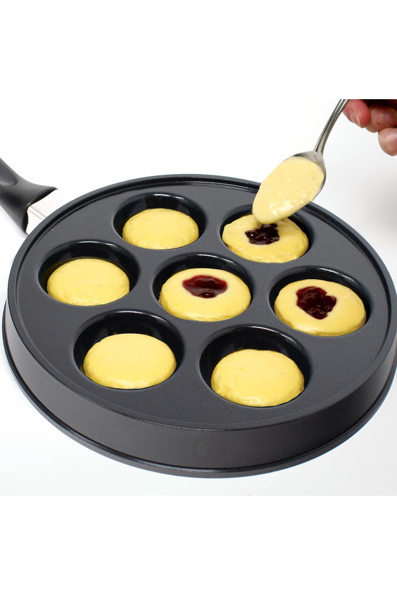 Stuffed Aebleskiver Pancake Pan with 2.25-Inch Cavities, Alternate, color, Black