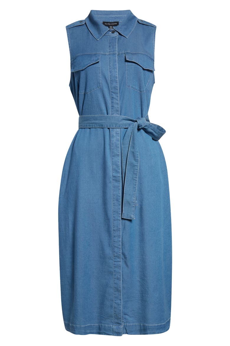 Sleeveless Chambray Shirtdress, Main, color, COVE BLUE