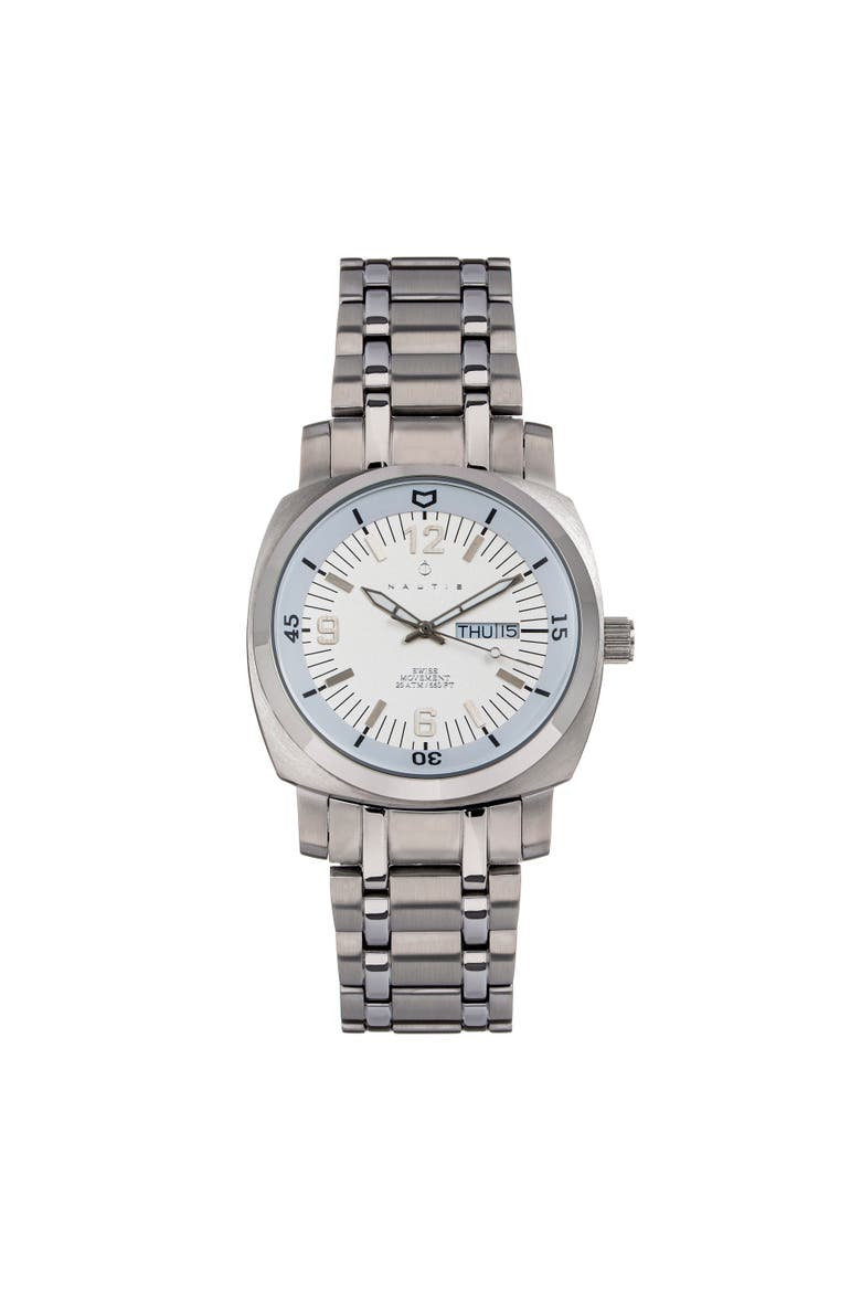 Stealth Bracelet Watch w/Day/Date, Main, color, White