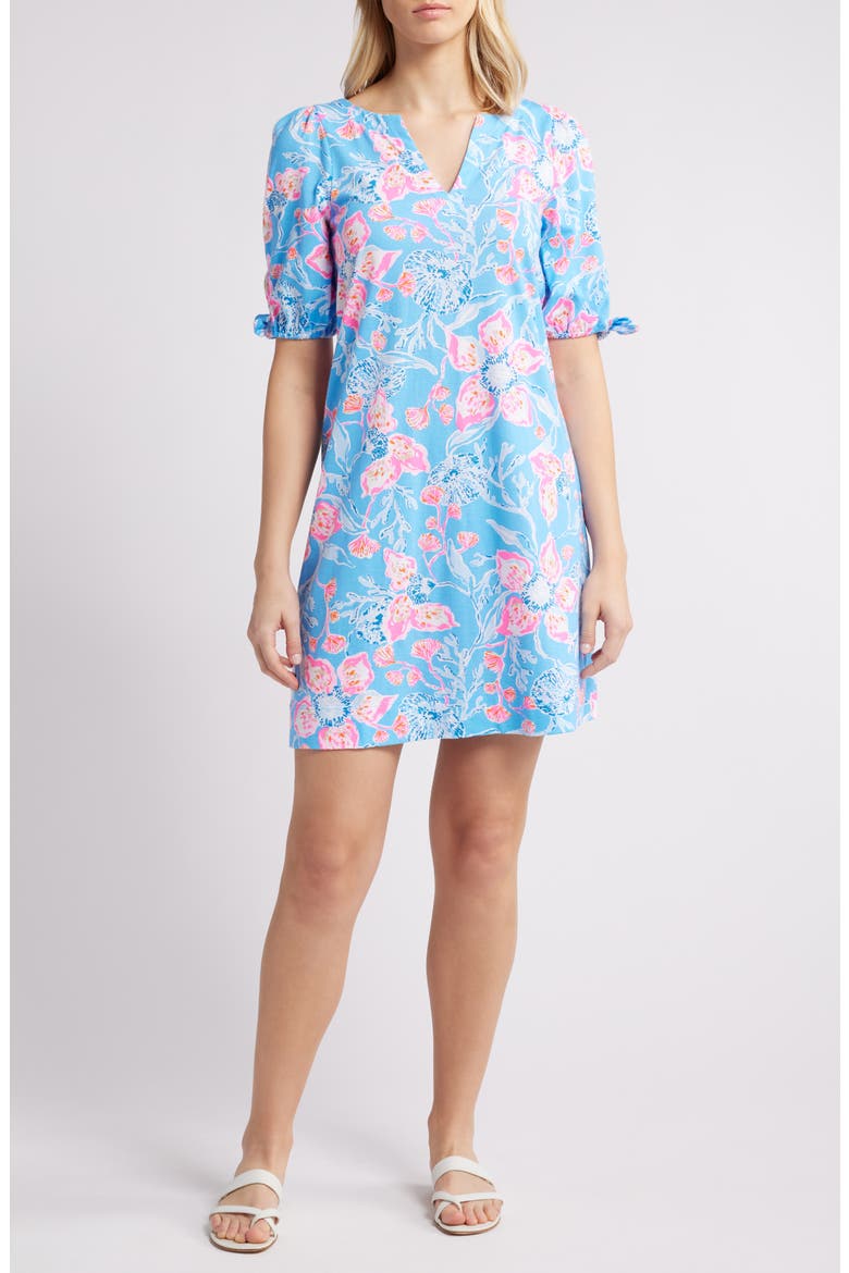 Easley Puff Sleeve Cotton Shift Dress, Main, color, MULTI BAHAMIAN RHAPSODY