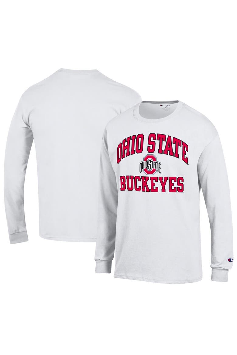 Men's Champion White Ohio State Buckeyes High Motor Long Sleeve T-Shirt, Main, color, White