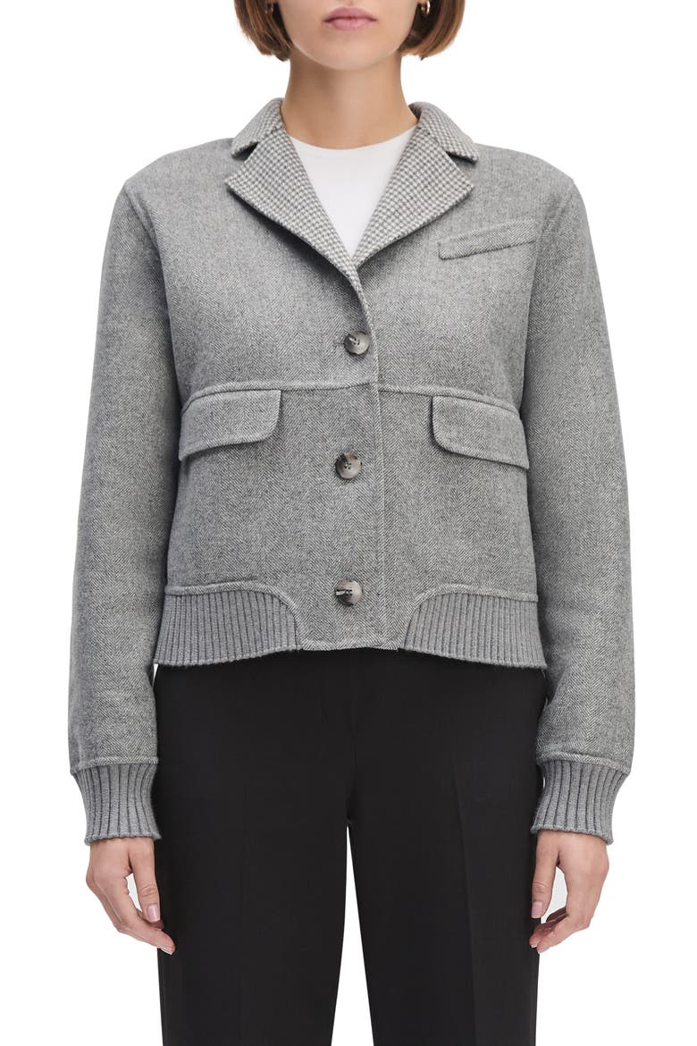 The City Wool Blend Bomber Jacket, Main, color, GREY/ GREY HOUNDSTOOTH