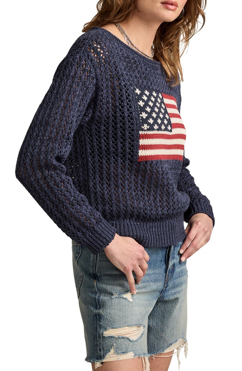 Lucky Brand Americana Flag Cotton Graphic Sweater, Alternate, color, 