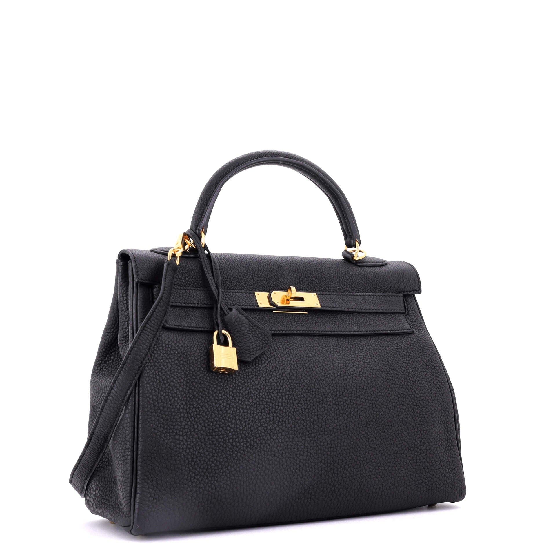 Pre-Owned Hermes Kelly Handbag Black Togo with Gold Hardware 32, Alternate, color, 
