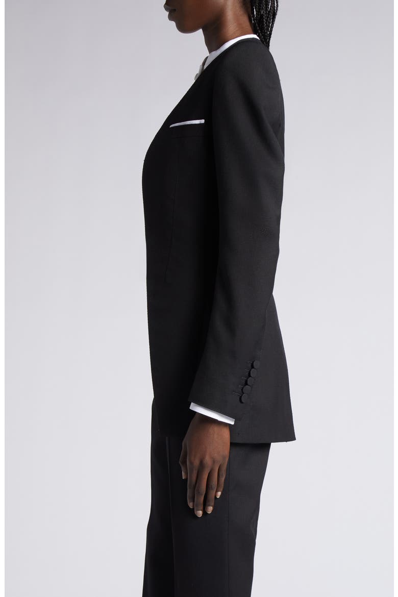 Sharp Shoulder Wool & Silk Panama Cutaway Jacket, Alternate, color, BLACK