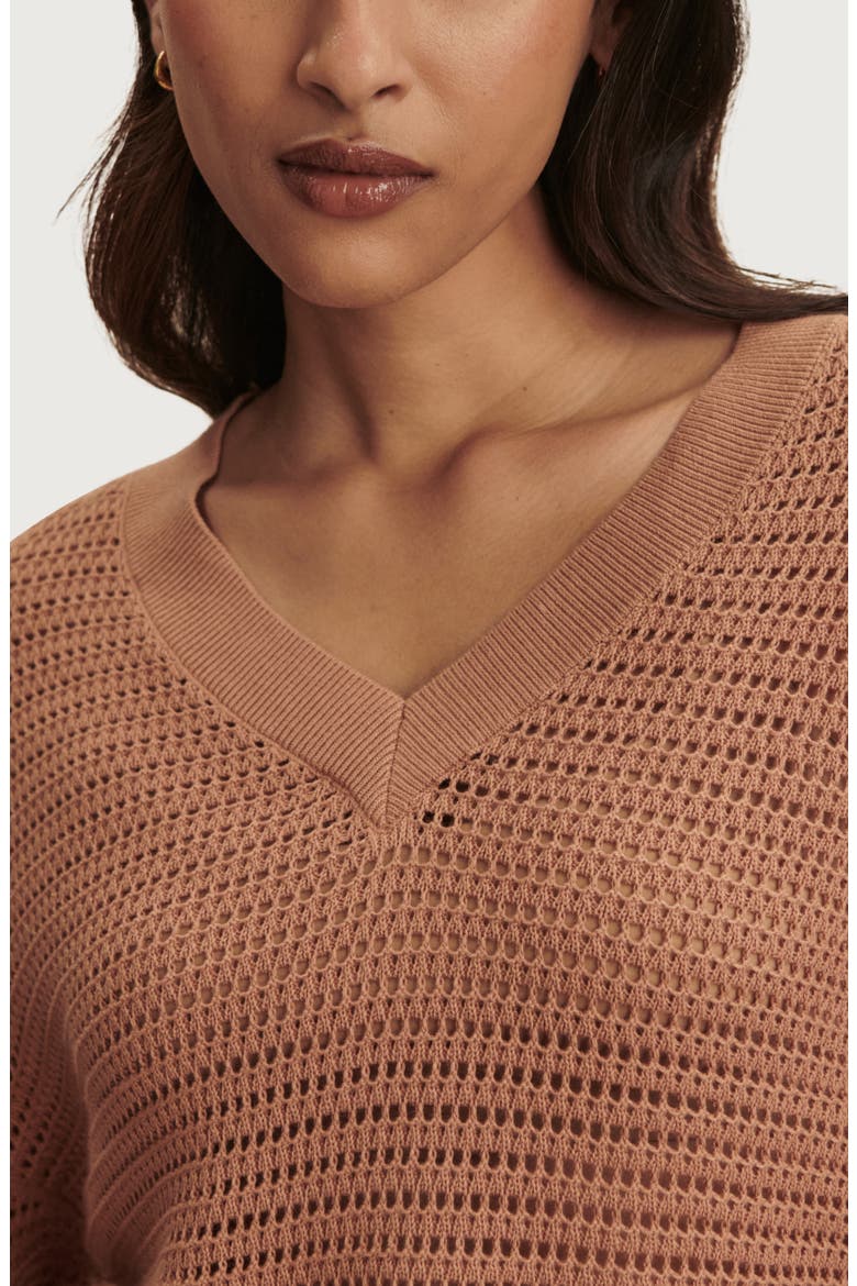 Gaia Open Knit Sweater, Alternate, color, CAMEL