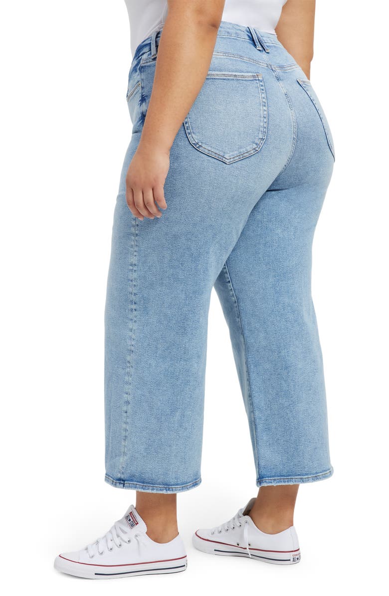 Good American Good Waist High Waist Crop Palazzo Jeans, Alternate, color, 