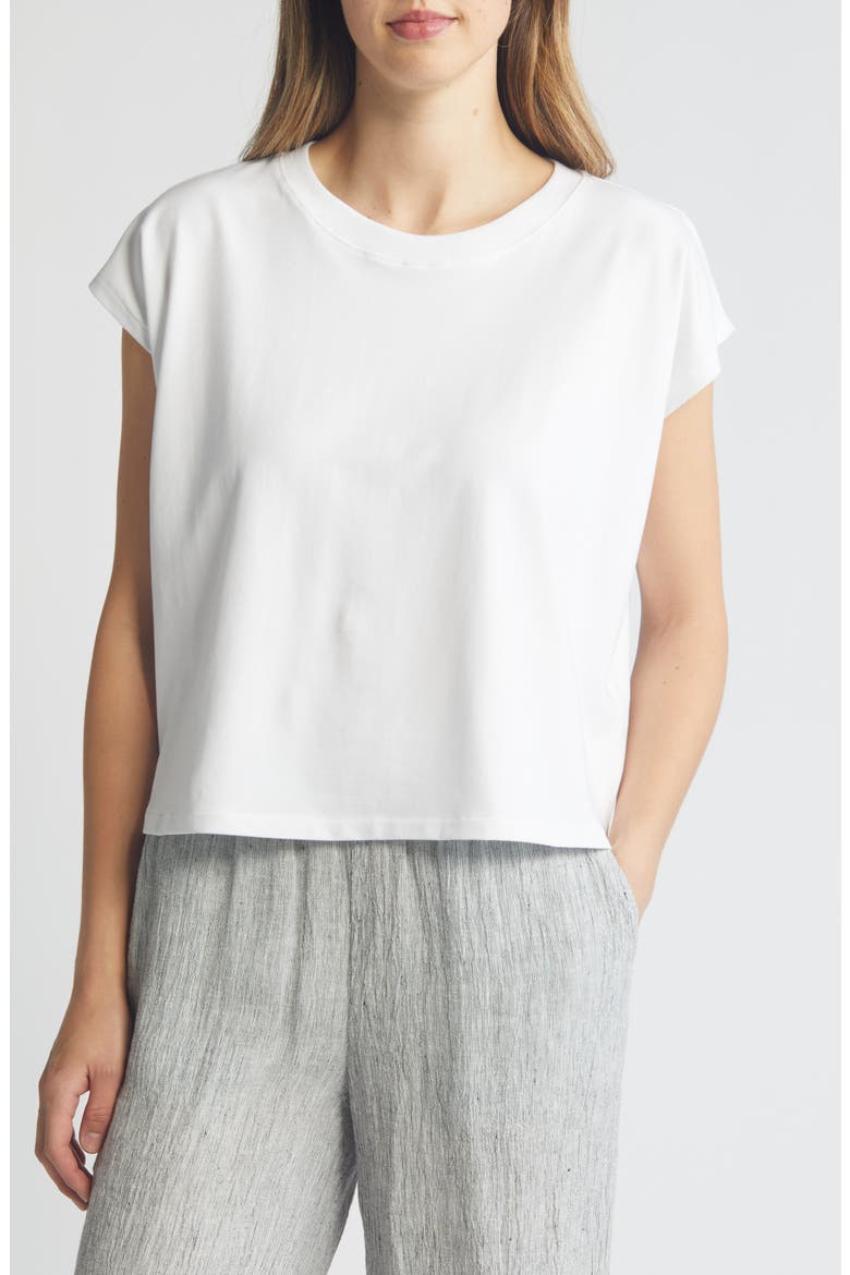 Cap Sleeve Crop T-Shirt, Main, color, WHITE