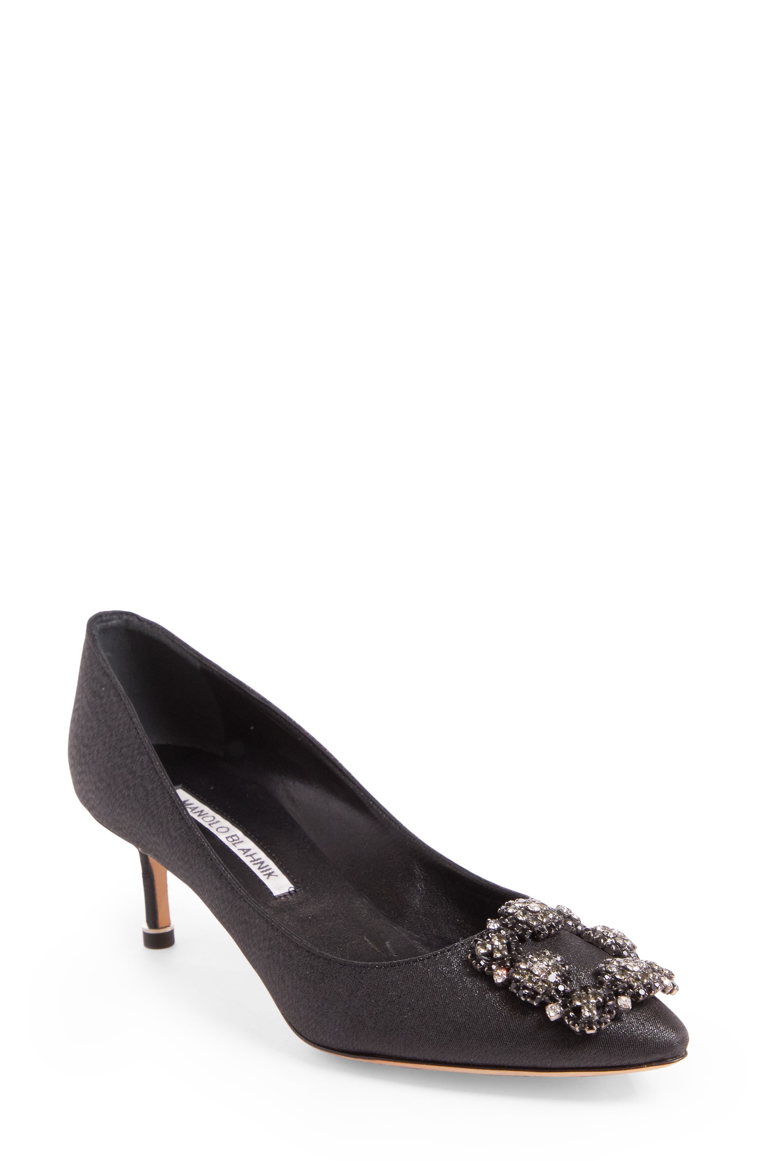 Manolo Blahnik Hangisi Crystal Embellished Pointed Toe Pump, Main, color, 