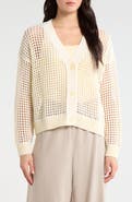 Splendid Camellia Openwork V-Neck Cotton Blend Cardigan