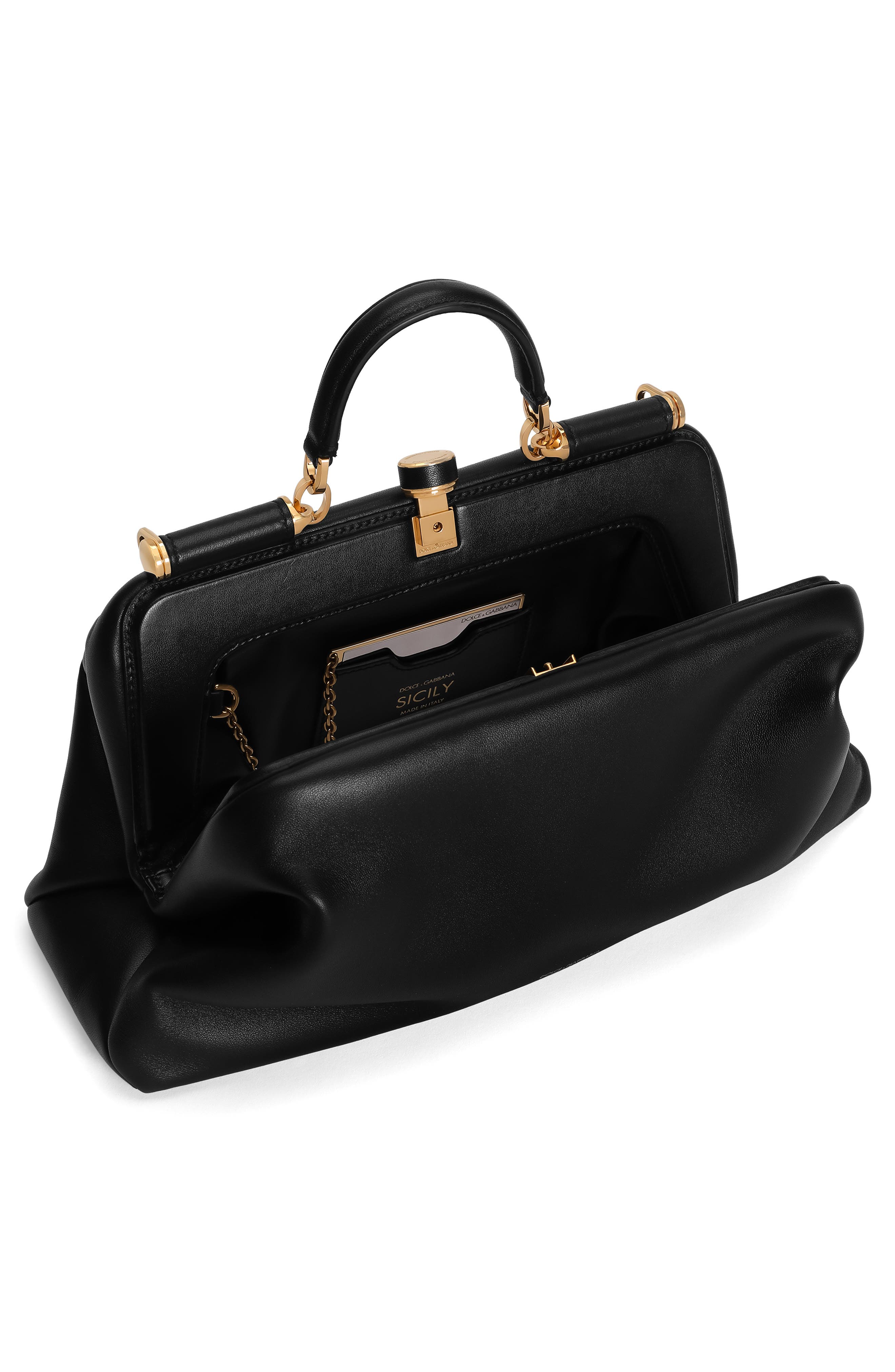Nappa Plonge Leather Frame Bag, Alternate, color, NERO