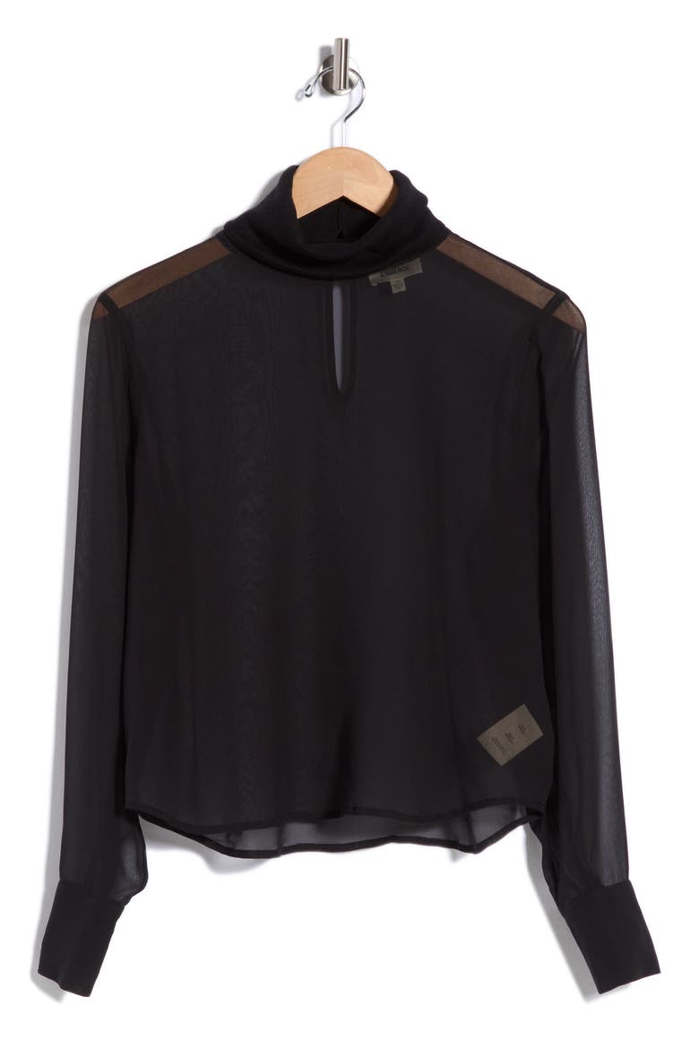 Toulon Silk Turtleneck Blouse, Alternate, color, BLACK