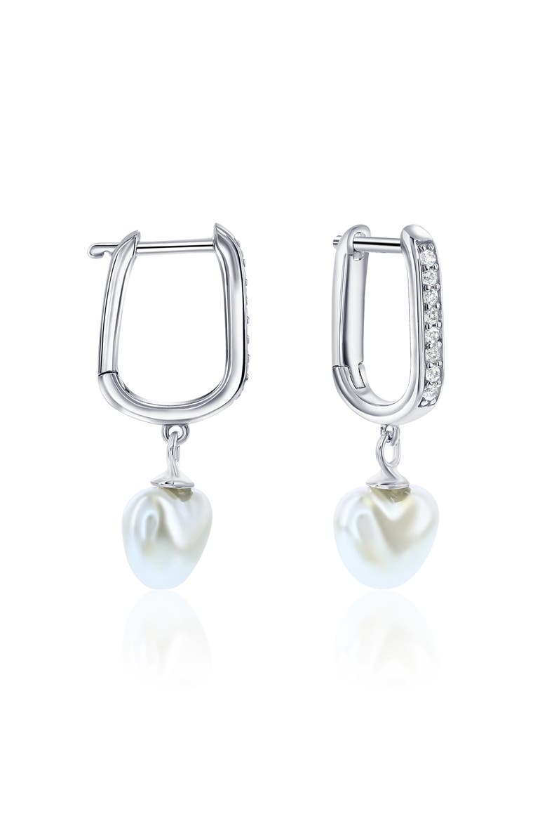 Donatello Gian Sterling Silver Pearl Heart Earrings, Main, color, Silver