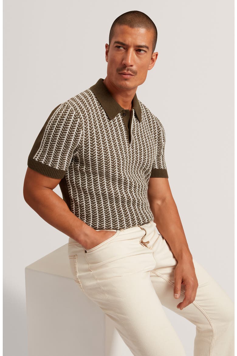 Kolomer Textured Herringbone Polo, Alternate, color, OLIVE