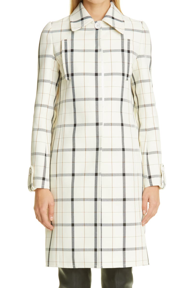 Courrèges Check Print Wool Blend Coat, Alternate, color, 