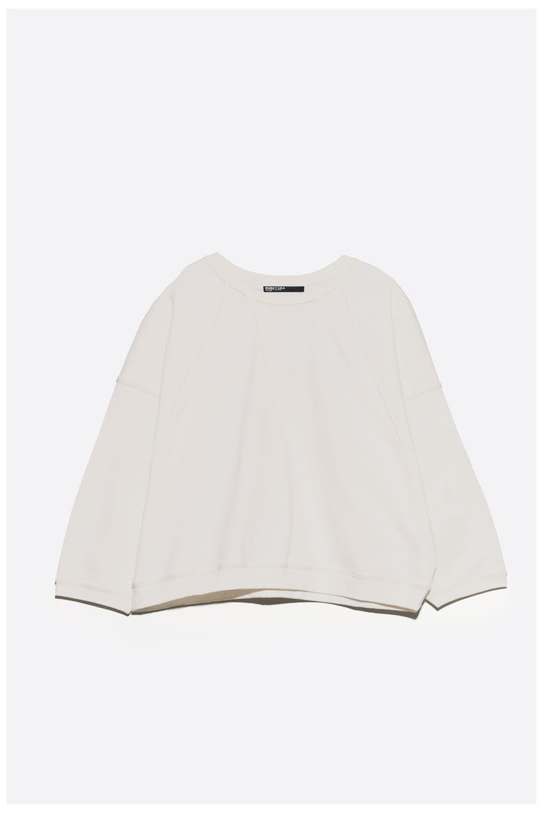 Straight Fit Sweatshirt With Topstitching, Alternate, color, IVORY