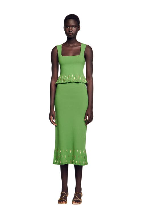 Sandro Knitted Embellished Midi Skirt