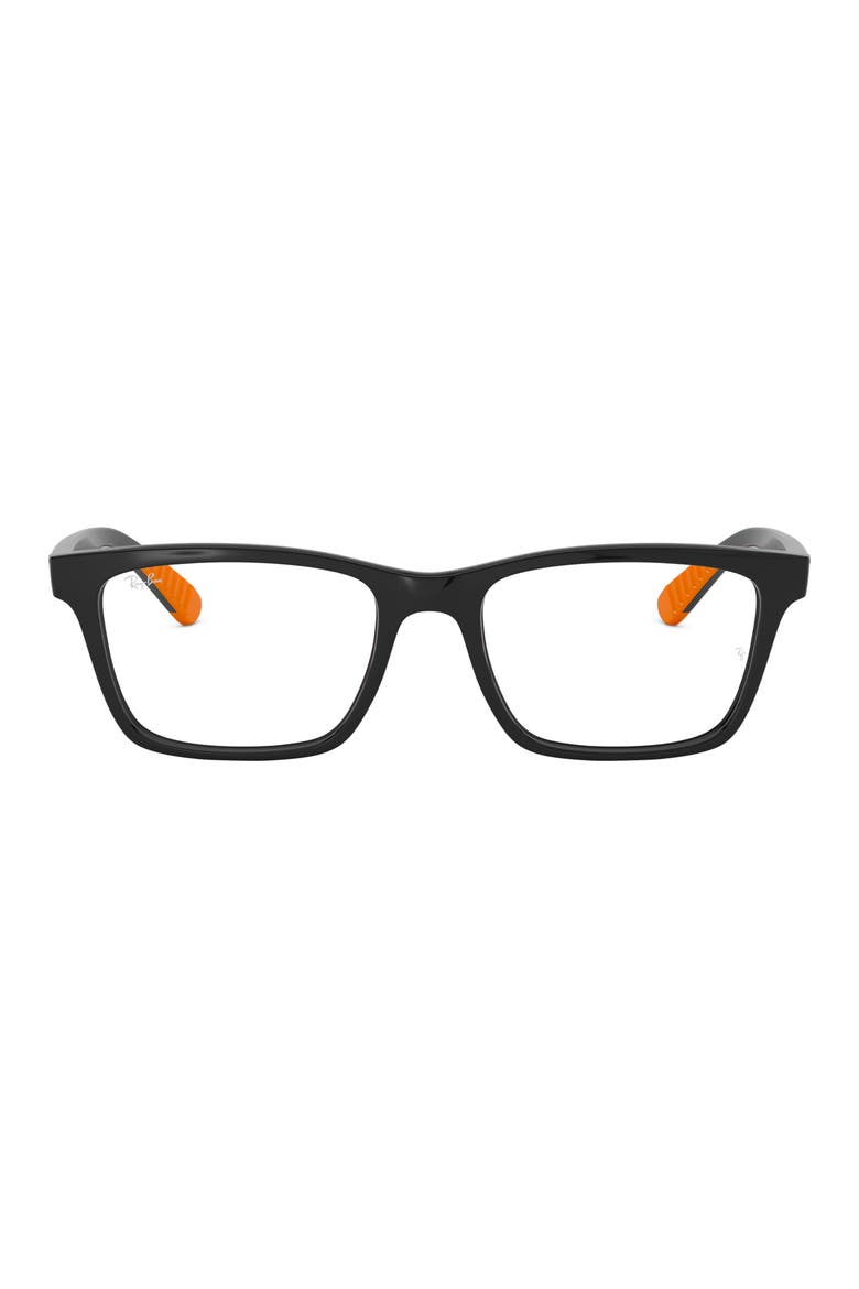 57mm Square Optical Glasses, Main, color, SHINY BLACK