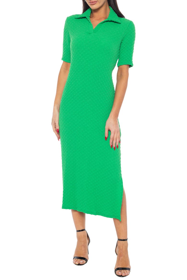 Textured Knit A-Line Dress, Main, color, GREEN