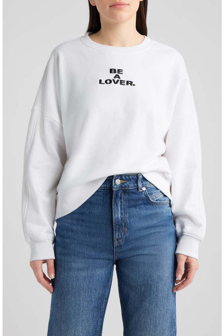Be A Lover Stretch Cotton Graphic Sweatshirt, Main, color, WHITE
