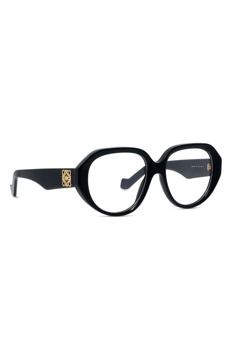 Loewe Anagram 54mm Geometric Optical Glasses, Alternate, color, Shiny Black