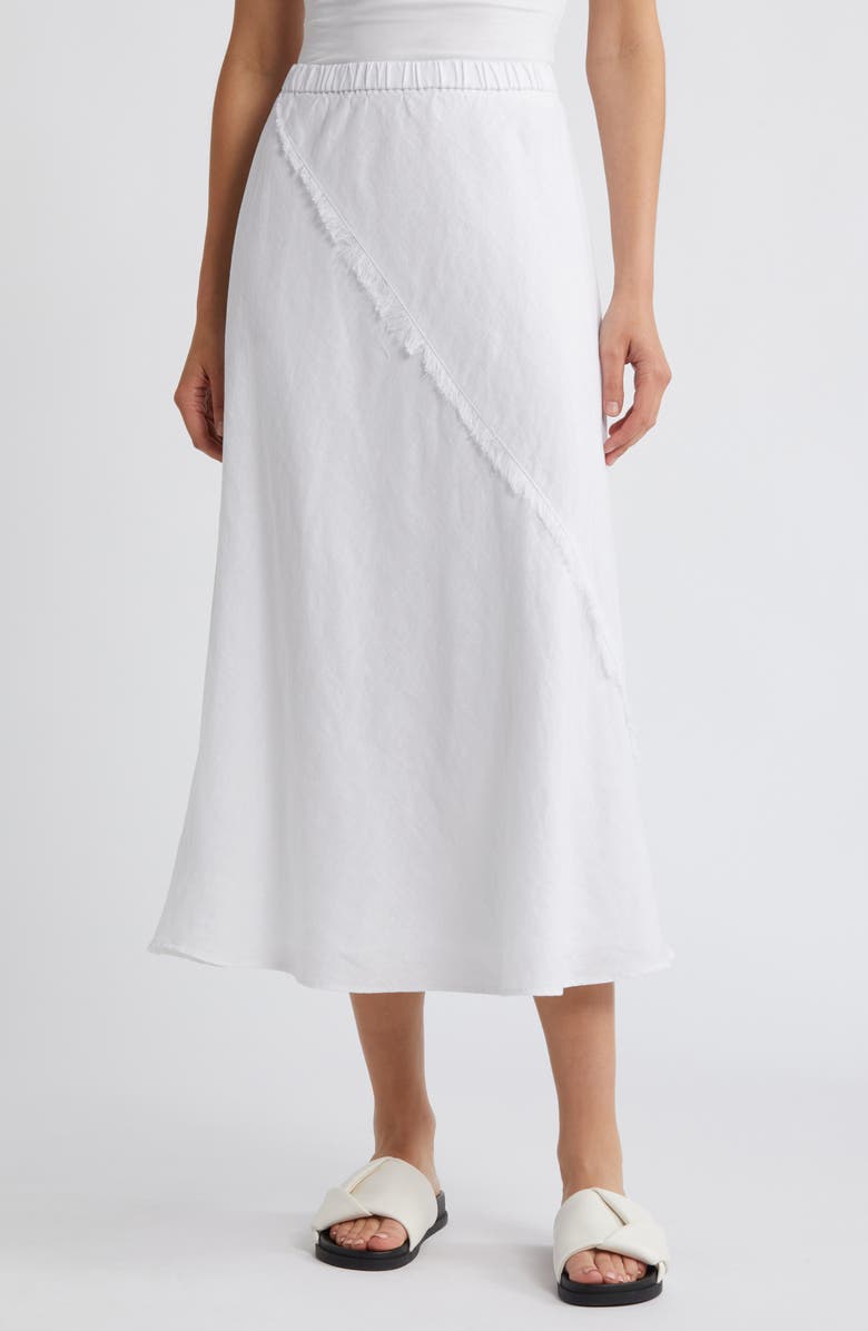 DKNY Linen Midi Skirt, Main, color, White