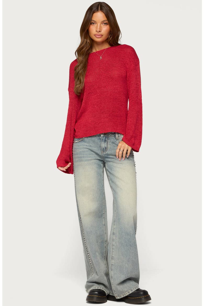 Drop Shoulder Sweater, Alternate, color, RED