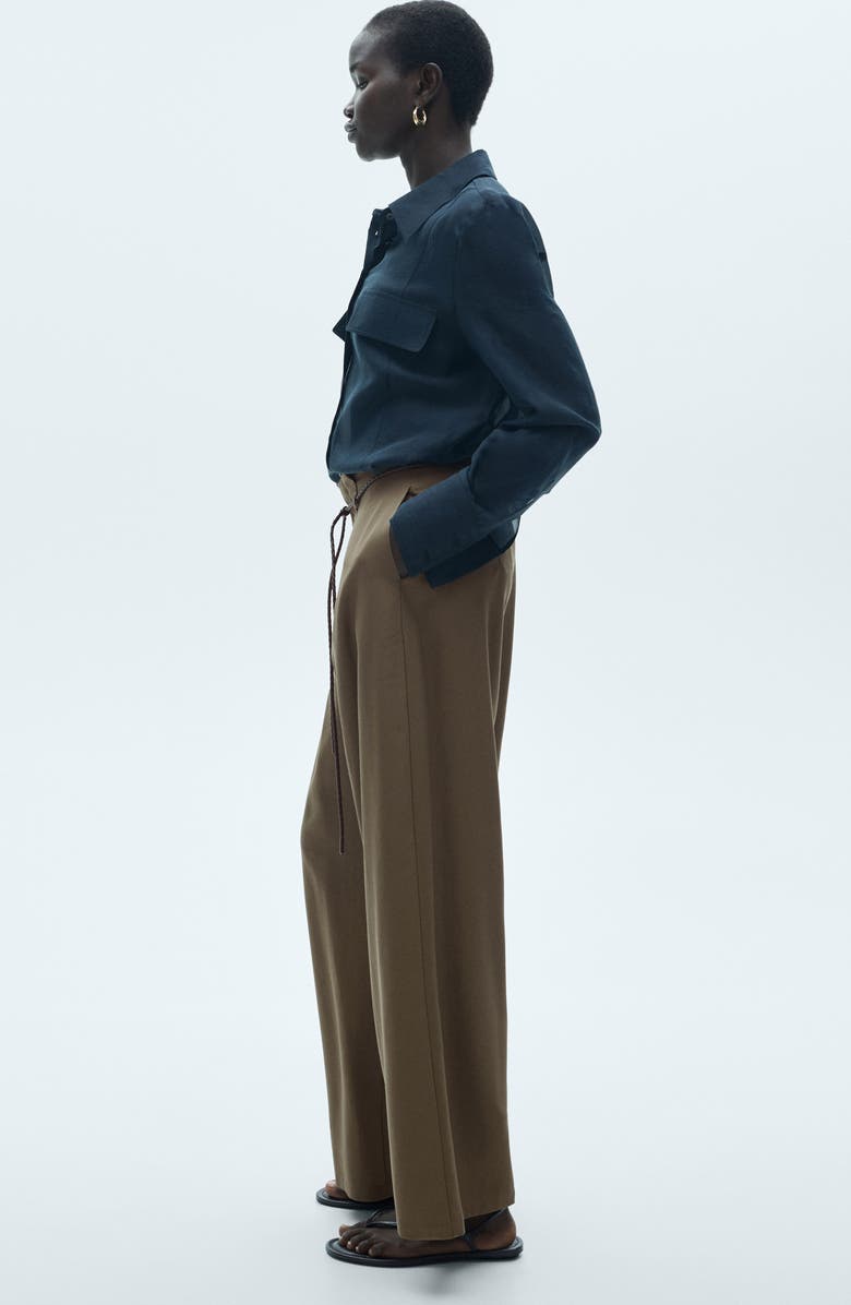 MANGO Pleated Wide Leg Pants, Alternate, color, 