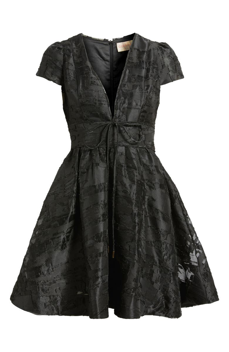 CIEBON Kiara Burnout Satin Fit & Flare Cocktail Dress, Alternate, color, Black