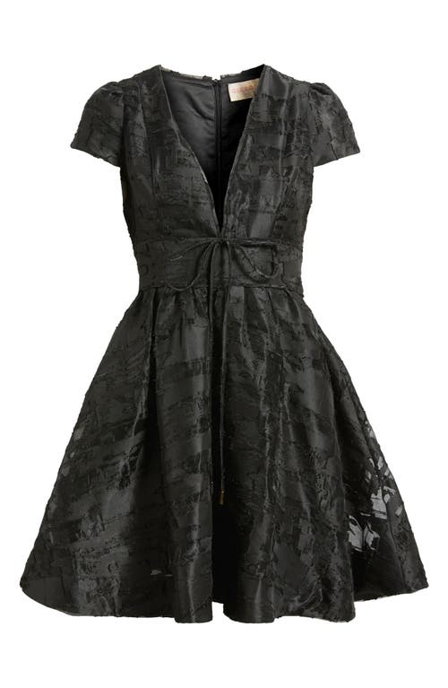 Ciebon Kiara Burnout Satin Fit & Flare Cocktail Dress In Black